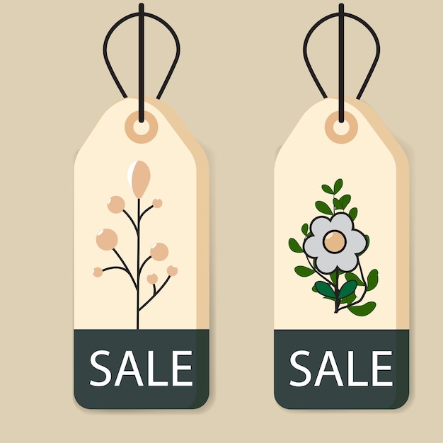 Vector sale tag with flower