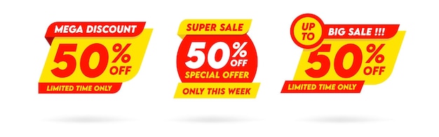 Sale tags collection Special offer big sale discount best price mega sale banner set