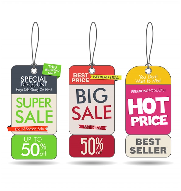 Sale tags colorful modern collection