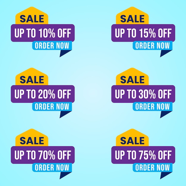 sale tags and discount stickers set vector badges with different percent discount, up to 10 off