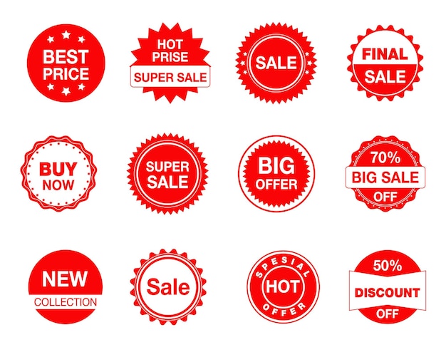 Vector sale tags sale label collection set