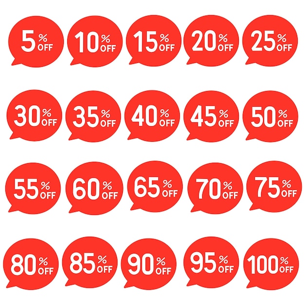 Sale tags set vector badges template with percent sale label symbols discount promotion