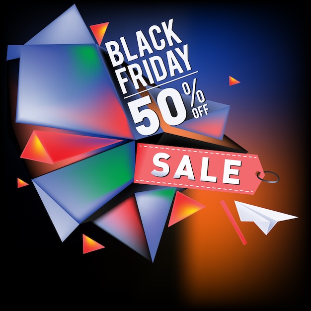 Sale Up to 50% Black Friday Poster Design Template