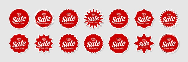 Sale vector collectie Sale Sale aanbieding collectie stickers en label badge tags 50 korting Vector illustratie