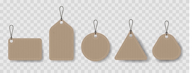 Vendita vintage kraft shopping tag ed etichette in stile realistico con la corda.