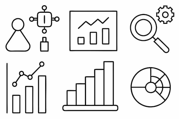 Sales Analytics Tools Creative Line Art Illustration Designs Inspiration