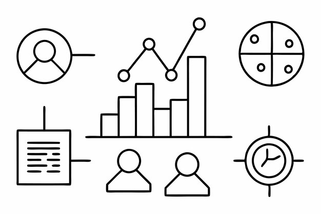 Sales Analytics Tools Unieke Lijnkunst Illustratietechnieken Inspiratie