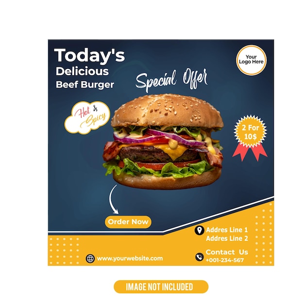 Sales Banner for Burger Shop with Special Offer