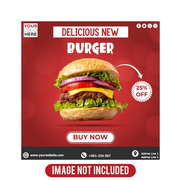 Sales banner for Delicious New burger