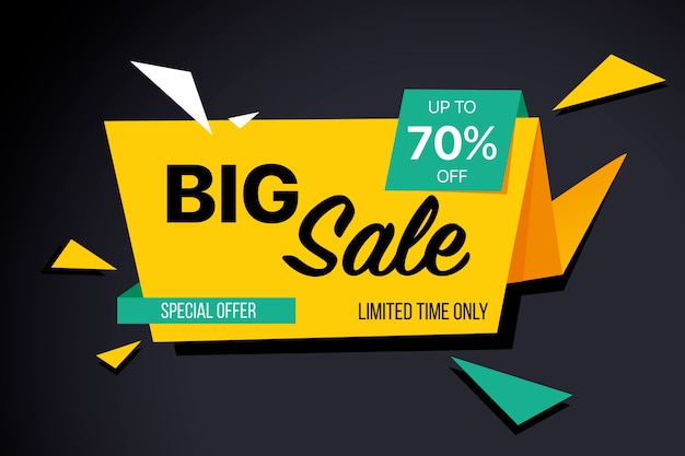 Sales banner in origami style design