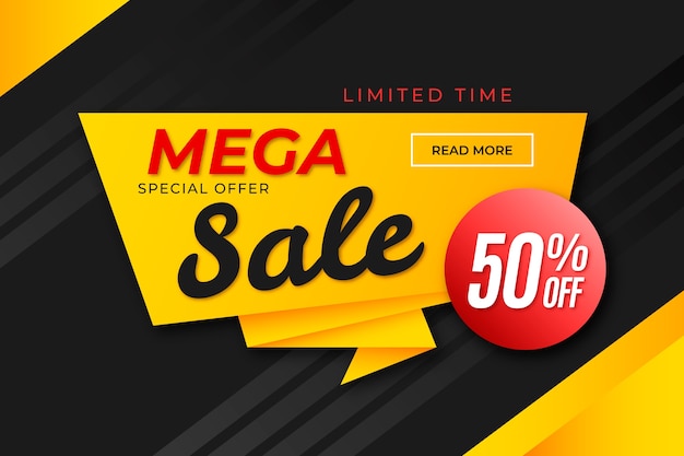 Vector sales banner in origami style