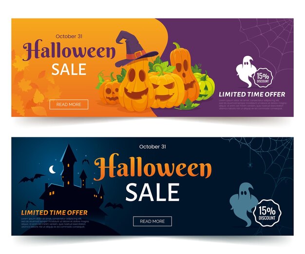 Vector sales banners for halloween