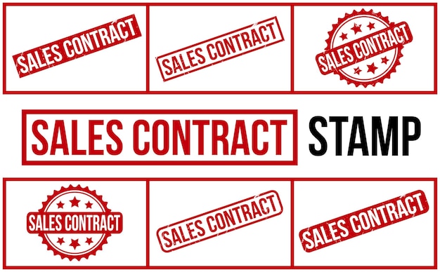 Вектор набора резиновых штампов контракта купли-продажи