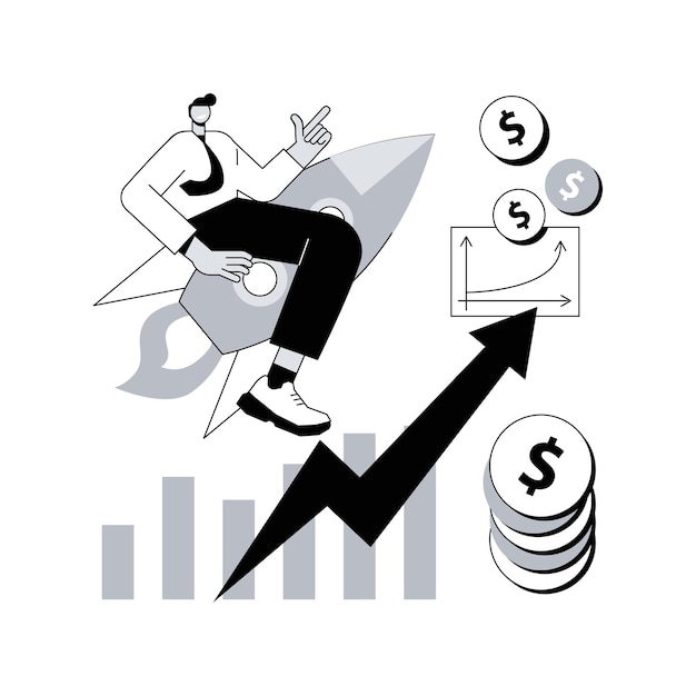 ベクトル 売上高の成長の抽象的な概念のベクトル図