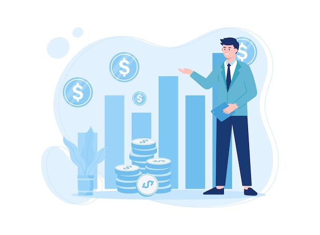 sales growth commerce analytics concept flat illustration