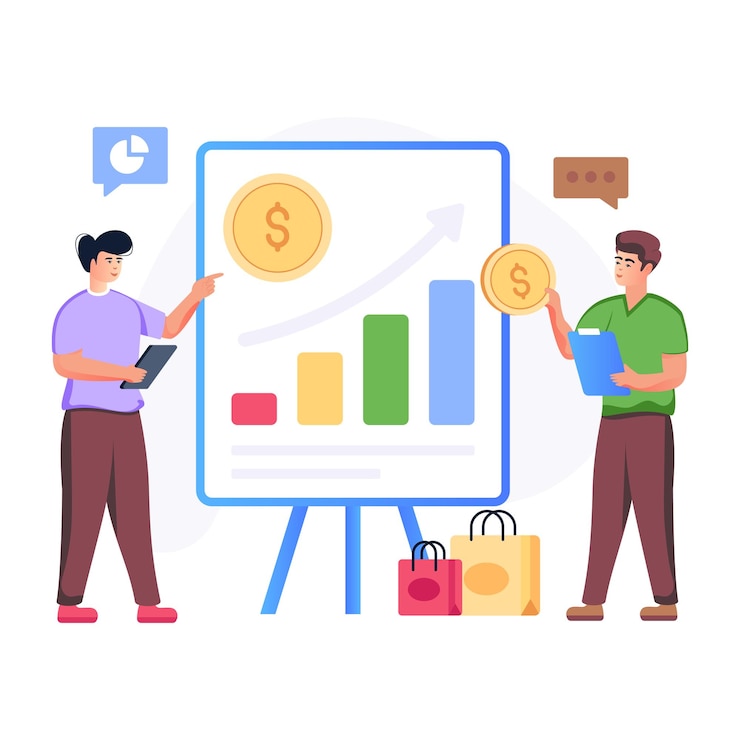 Vector sales growth illustration in flat style