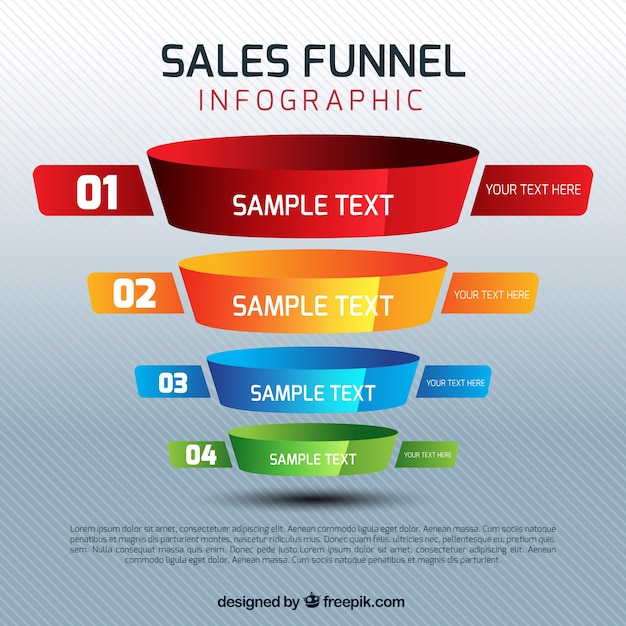 Sales infographic sjabloon met vier kleurrijke stadia
