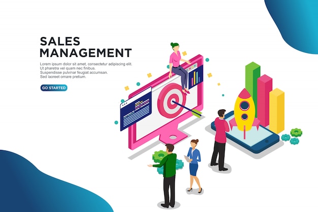 Sales management isometric vector illustration concept