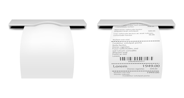 Sales receipt. the printed receipt. bill atm template.