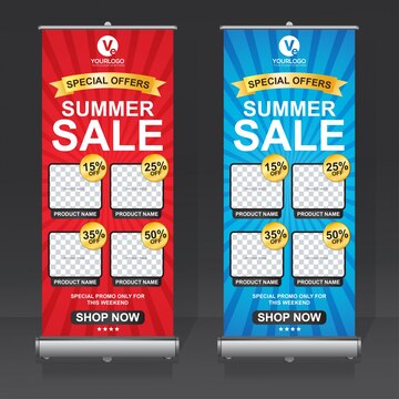 Premium Vector | Sales roll up banner design