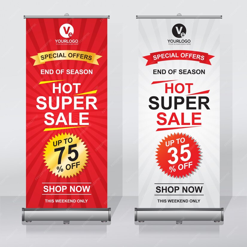 Premium Vector | Sales roll up banner design