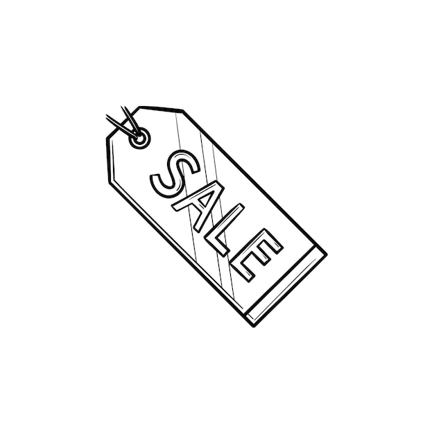 Icona di doodle di vendite tag contorni disegnati a mano. prezzo, sconto, vendite, vendita al dettaglio, negozio, mercato, concetto di business