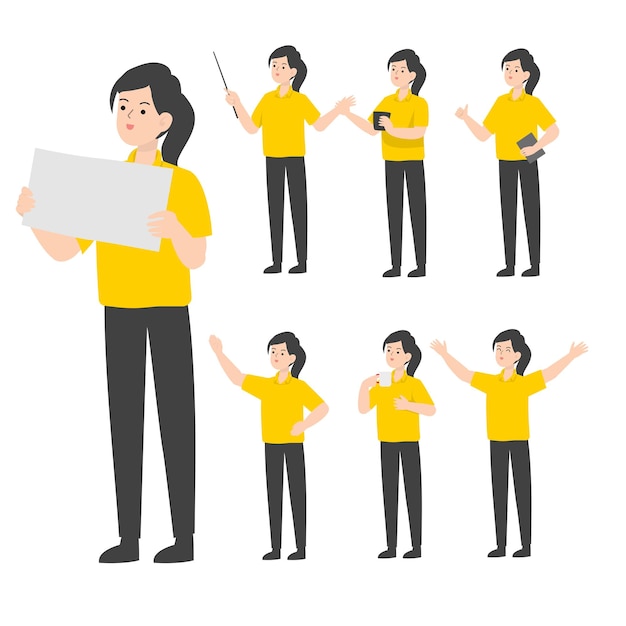 Vector saleswoman cartoon presenting concept