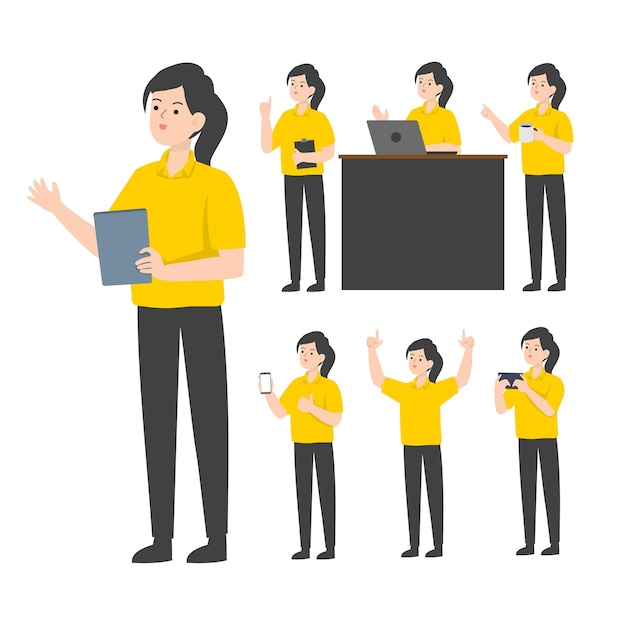 Vector saleswoman cartoon presenting concept