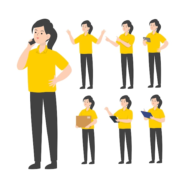 Vector saleswoman cartoon presenting concept