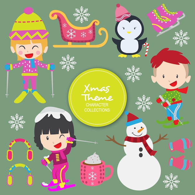 Vector sally christmas winter characters