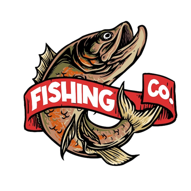 salmon fish emblem retro badge vector illustration