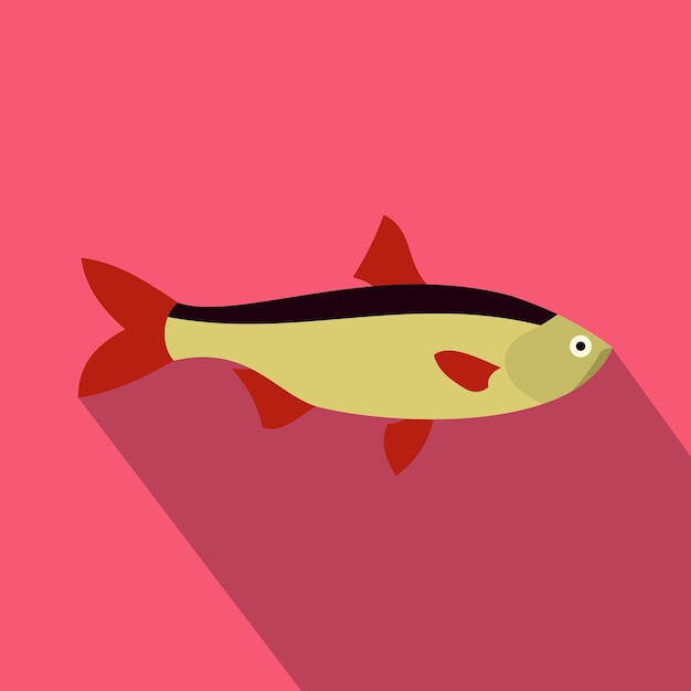 Salmon fish icon in flat style with long shadow Sea and ocean symbol