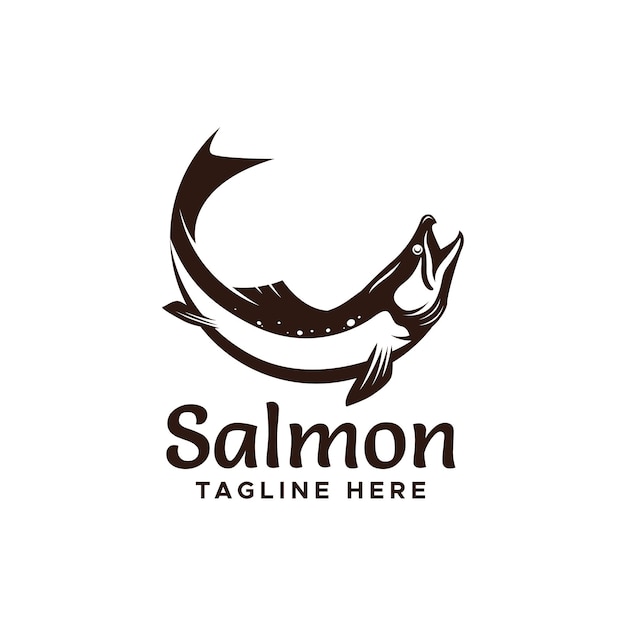 Salmon fish jump logo template vector illustration