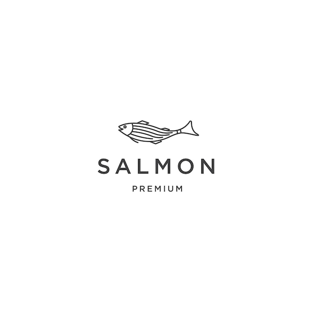 Salmon fish line logo design template