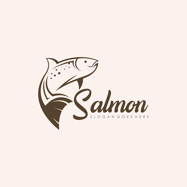 Vettore del concetto di design del logo del pesce salmone