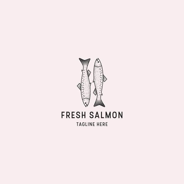 Salmon fish logo seafood design template flat vector illustration