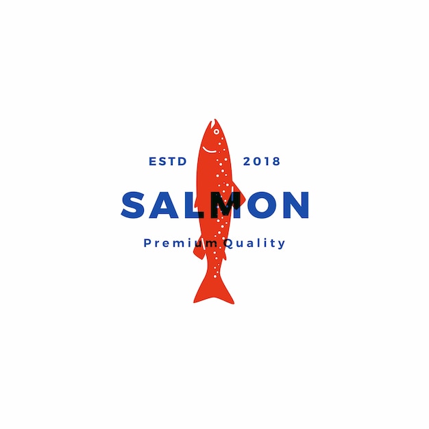 Salmon fish logo seafood label badge vector sticker download