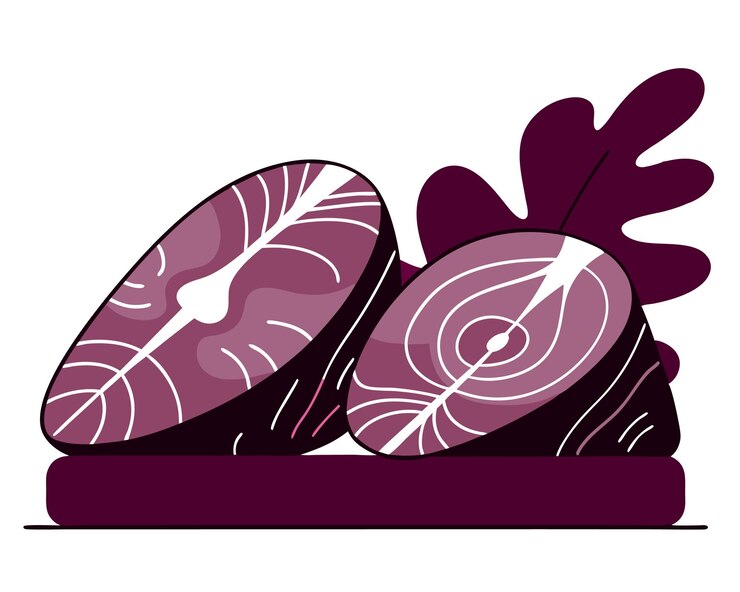 Vector salmon fish meat cut icon illustration