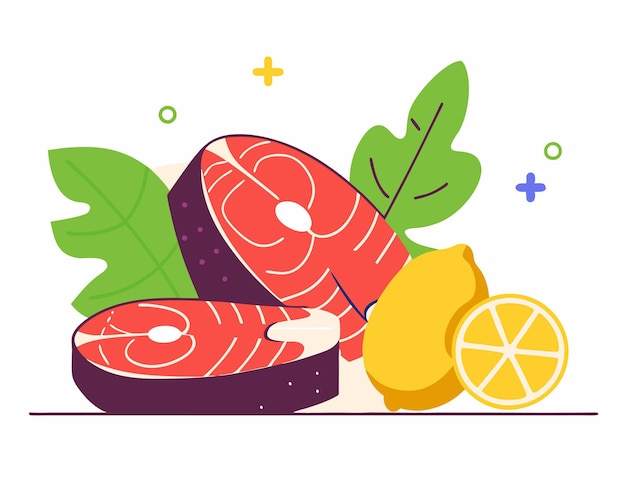 salmon fish meat cut icon illustration