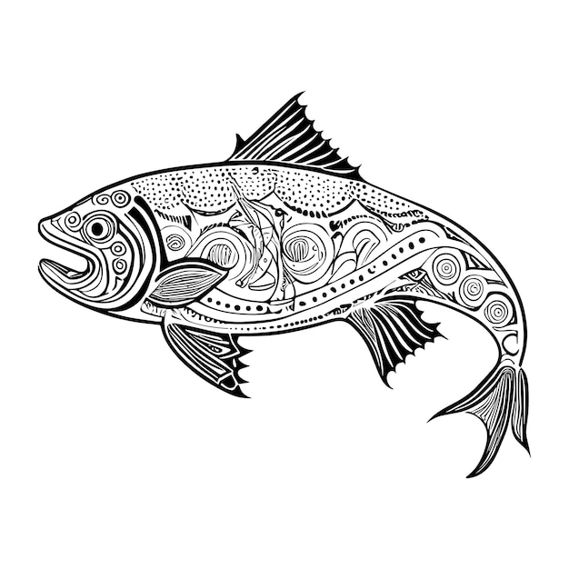 Vector salmon fish ornaments vector animal illustration