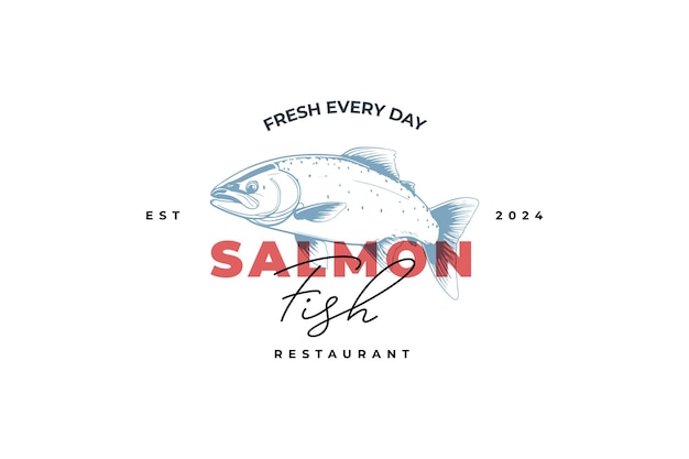 Вектор Дизайн логотипа ресторана лосося