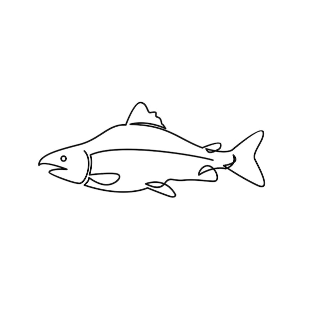 Salmon Fish single continuous illustration