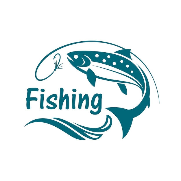 salmon fishing emblem