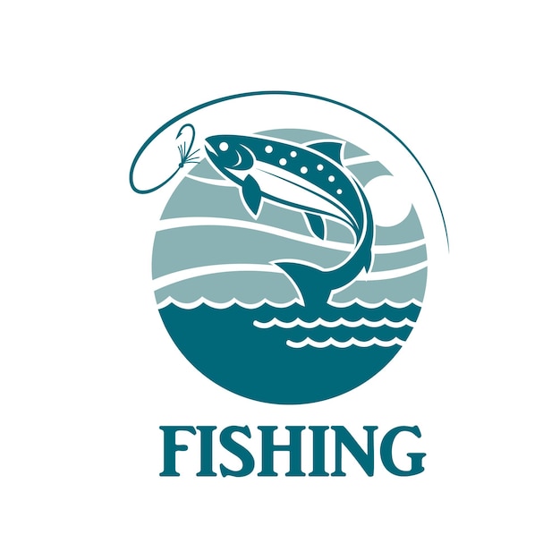 salmon fishing emblem