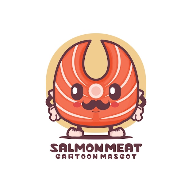 Vector salmon meat or japanese sashimi cartoon mascot food vector illustration