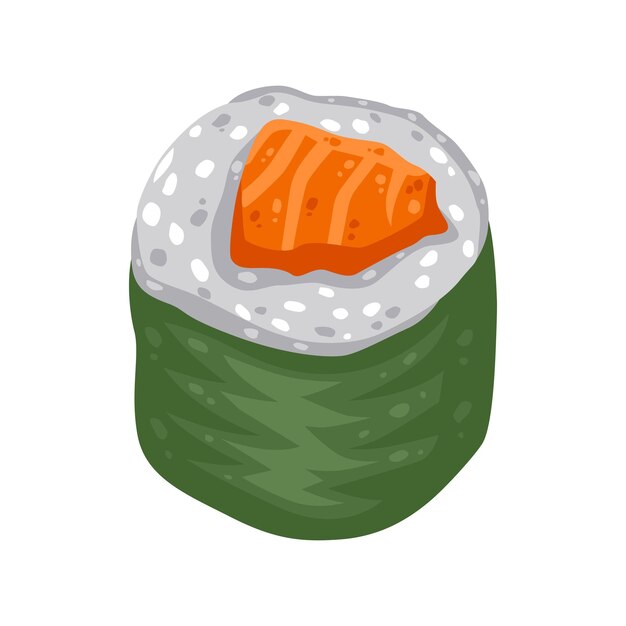 Salmon roll food cartoon vector illustration