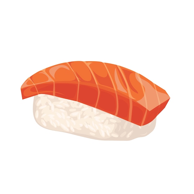 Salmon sushi flat vector illustration. Japanese food.