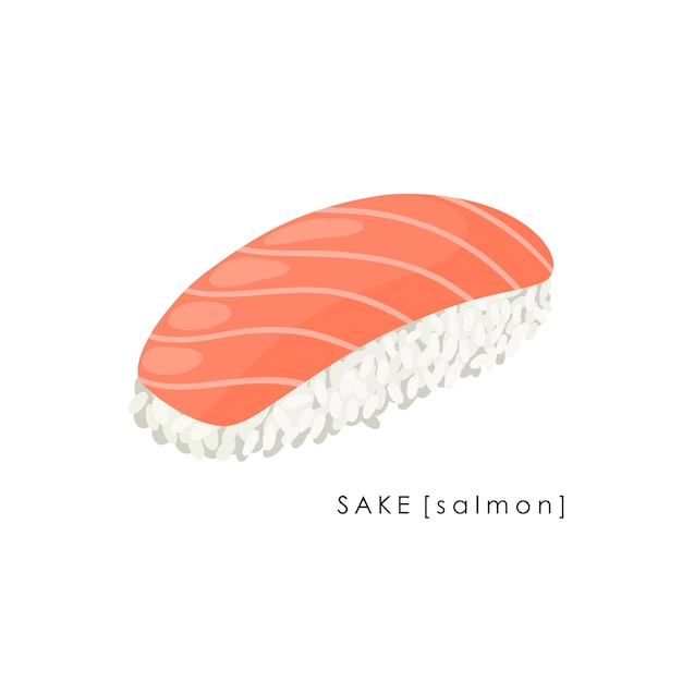 Vector salmon sushi nigiri on white background. sake nigiri. traditional japanese food. vector clipart.