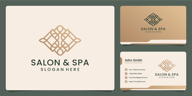 Salon and spa luxury monoline logo design and business card