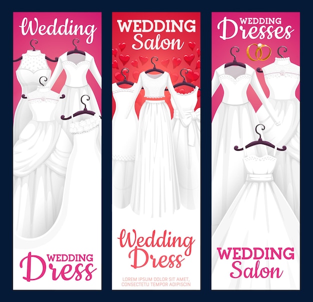 Vector salon of wedding dresses bridal gowns boutique